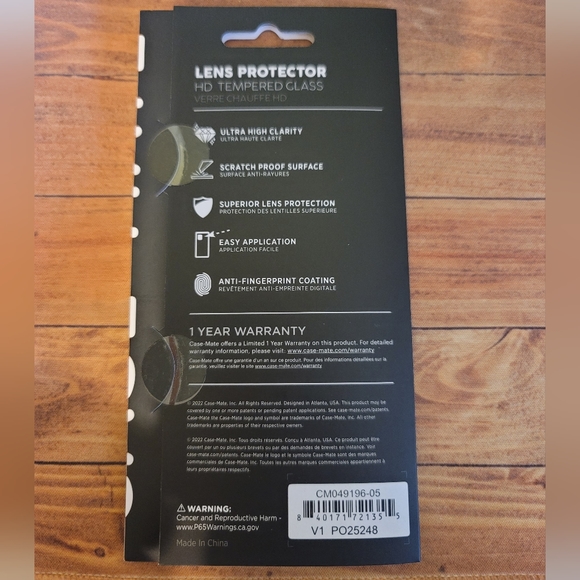 Case-Mate iPhone 14 Plus/iPhone 14 Rear Camera Lens Protector-HD Tempered Glass - Picture 2 of 8